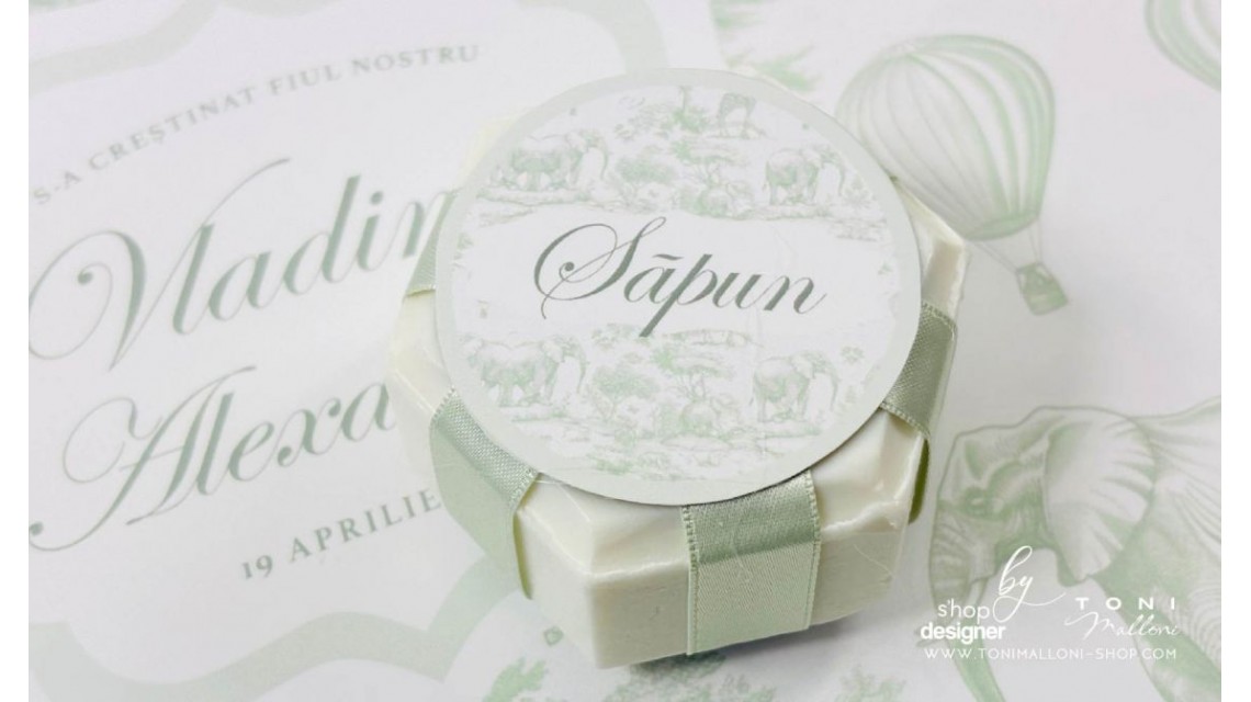 Trusou botez Green Safari personalizat băiat – tematică jungle elegantă verde 14